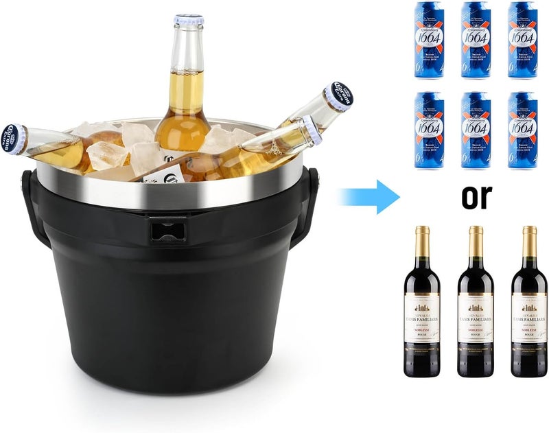 Luxfuel 7L Beverage & Ice Bucket with Lid, Stainless Steel, Includes Scoop & Tongs, Holds 6 Beer Bottles or 3 Wine Bottles, Keeps Drinks Cold for Hours, Easy Carry Handle for Parties & Outdoor-White - Image 5